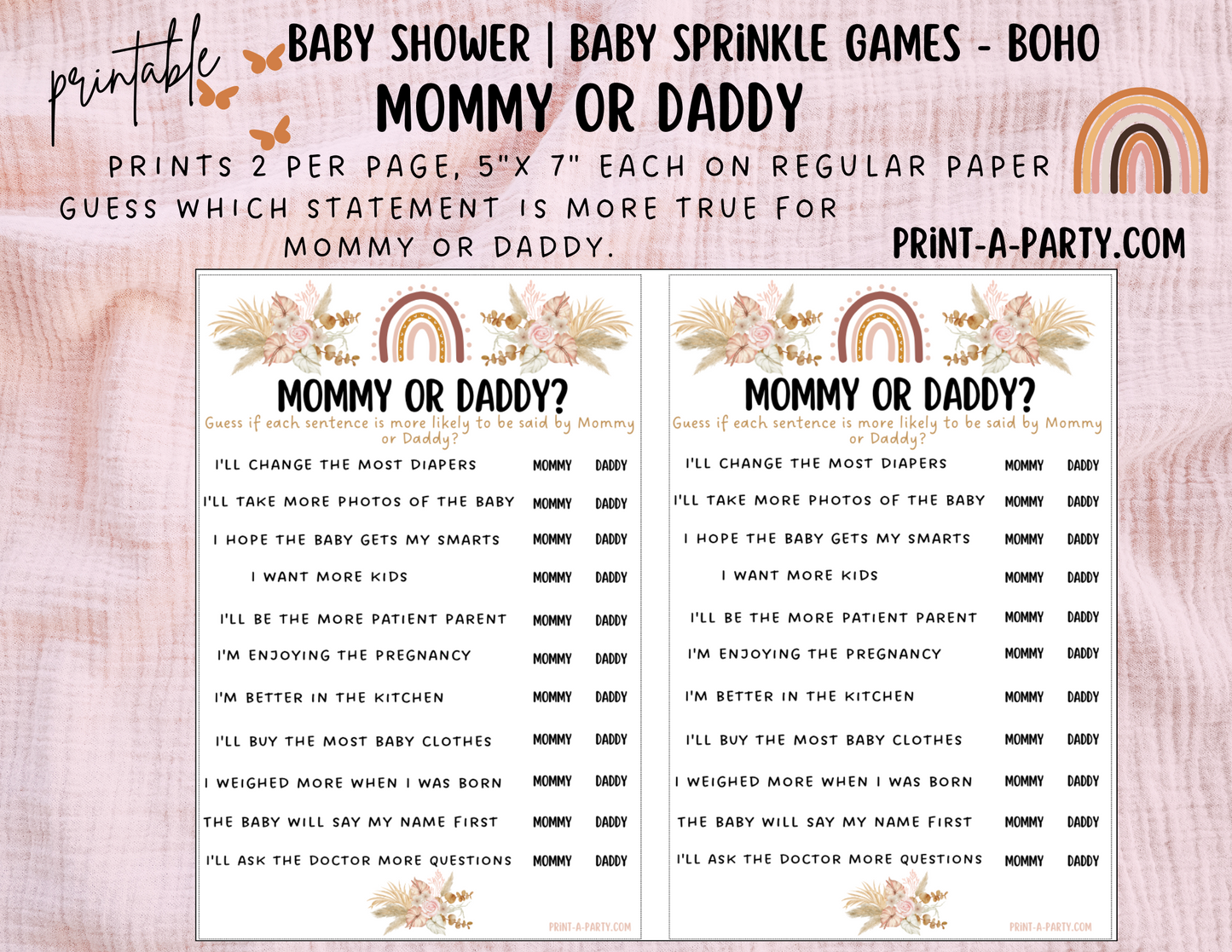 GAME BUNDLE for Baby Shower | Boho Baby Shower Theme | Bohemian Baby Shower Games | Boho Baby Shower Activities | INSTANT DOWNLOAD