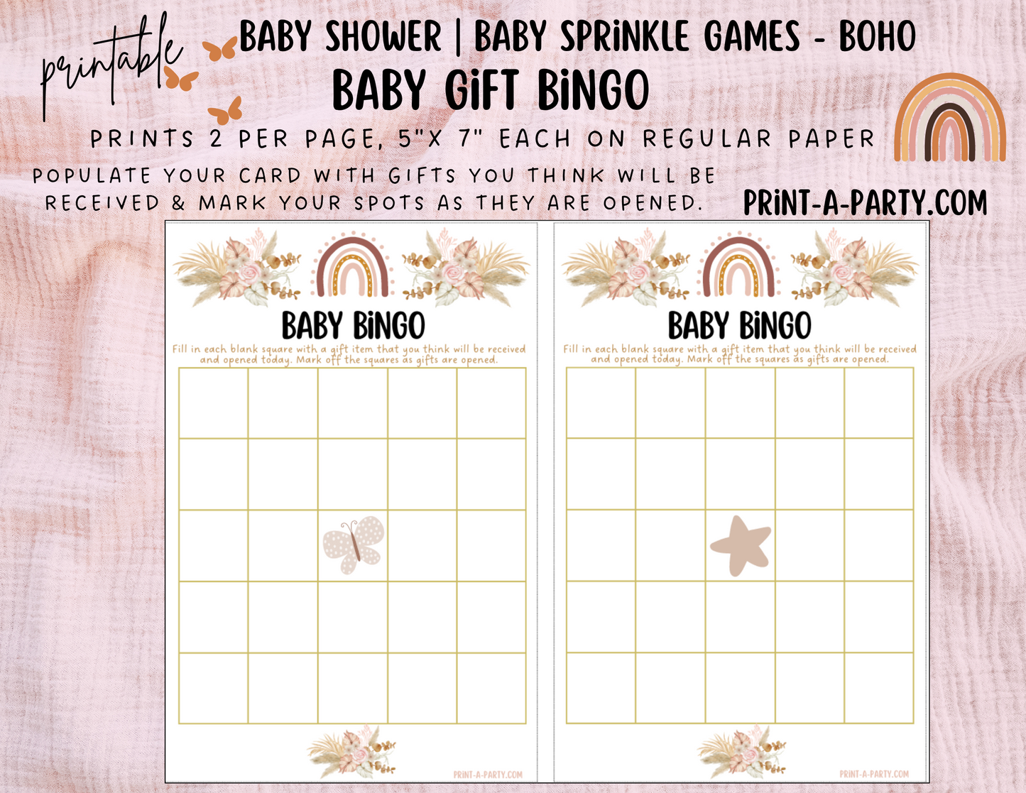 GAMES for Baby Shower | Boho Baby Shower Theme | Bohemian Baby Shower Games | Boho Baby Shower Activities | INSTANT DOWNLOAD