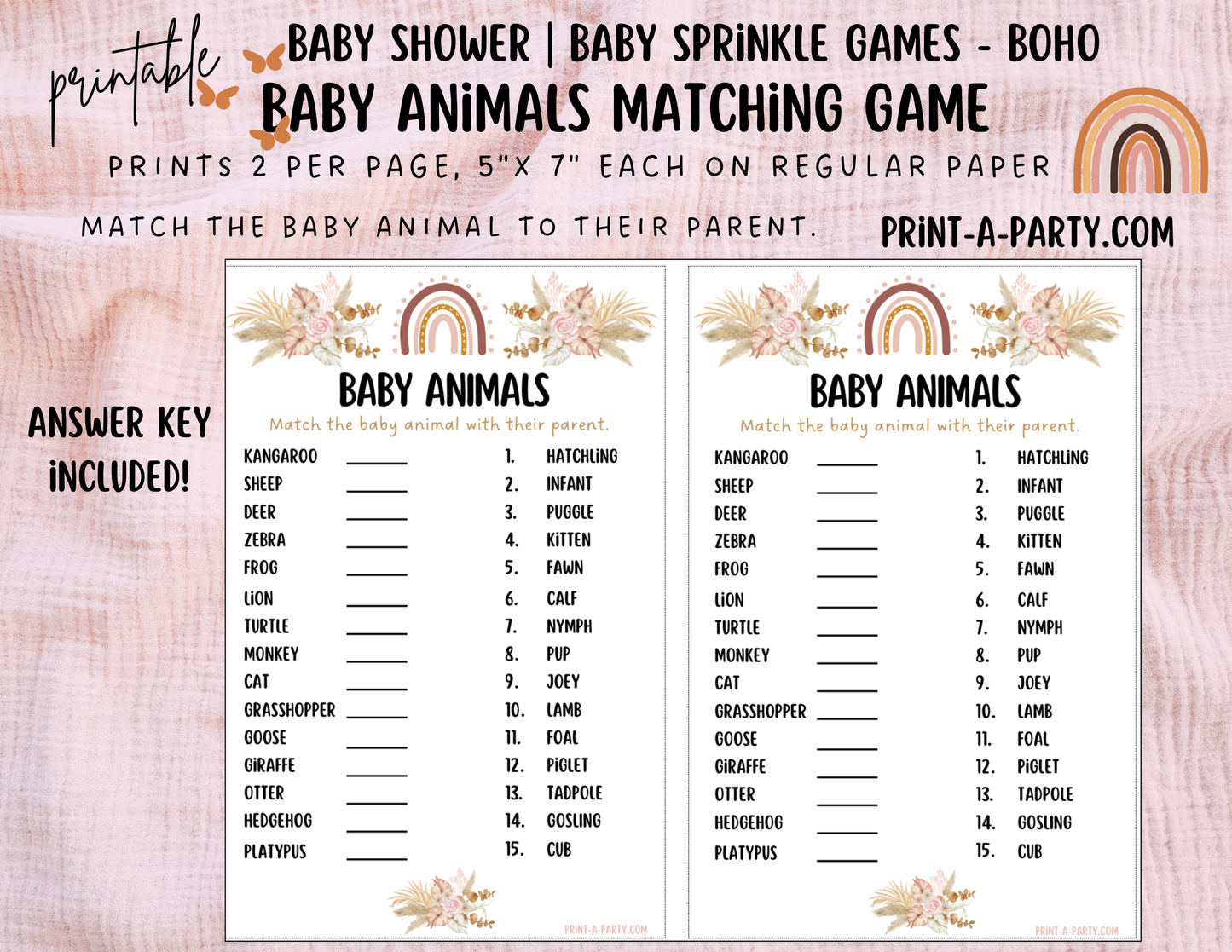 GAMES for Baby Shower | Boho Baby Shower Theme | Bohemian Baby Shower Games | Boho Baby Shower Activities | INSTANT DOWNLOAD