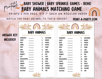 GAME BUNDLE for Baby Shower | Boho Baby Shower Theme | Bohemian Baby Shower Games | Boho Baby Shower Activities | INSTANT DOWNLOAD