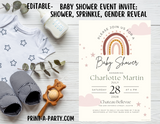 BABY SHOWER INVITE - EDITABLE PRINTABLE | Boho Theme | Boho Chic Baby Shower Invitation Customization