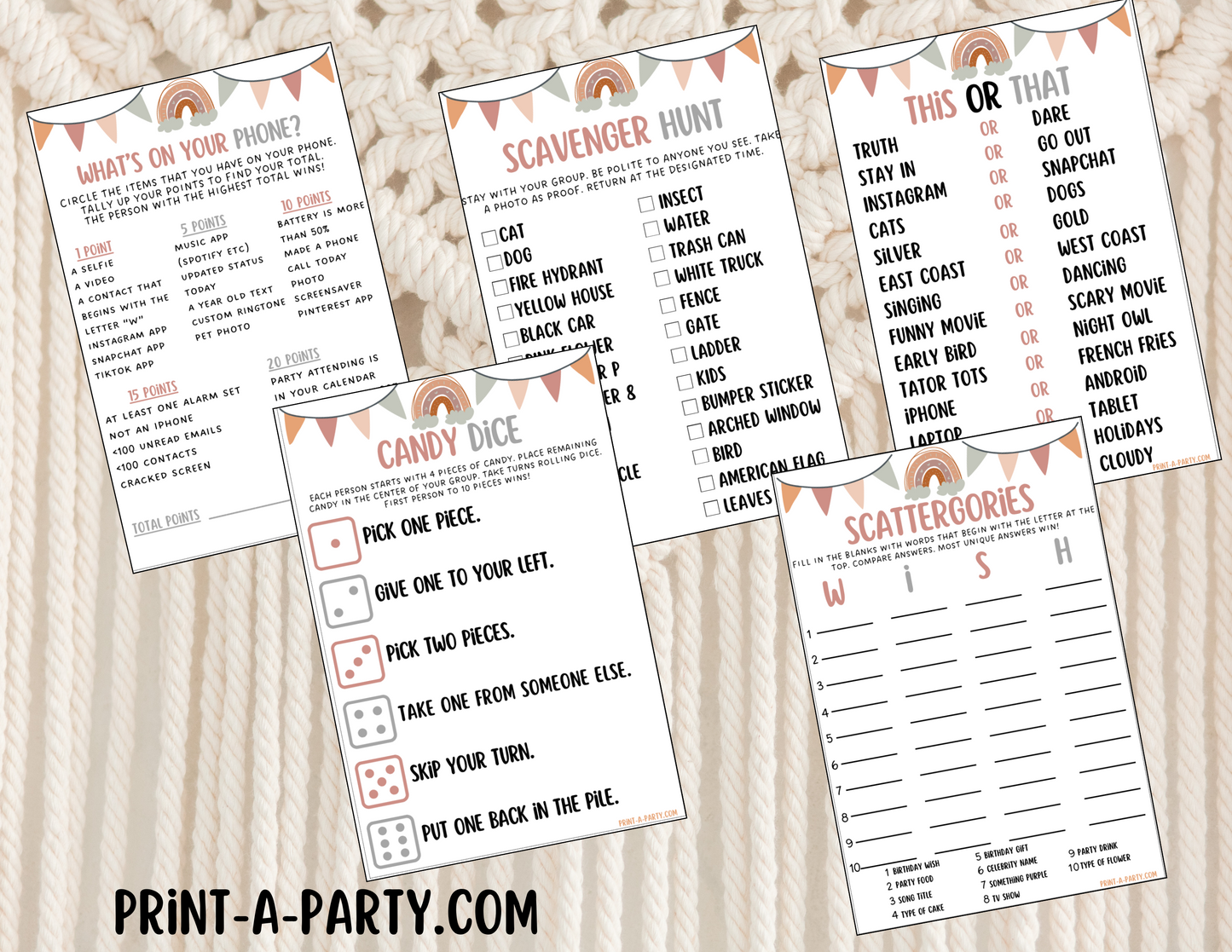 GAMES: BOHO THEME | Birthday Party Games | Boho Party | Boho Party Ideas | INSTANT DOWNLOAD