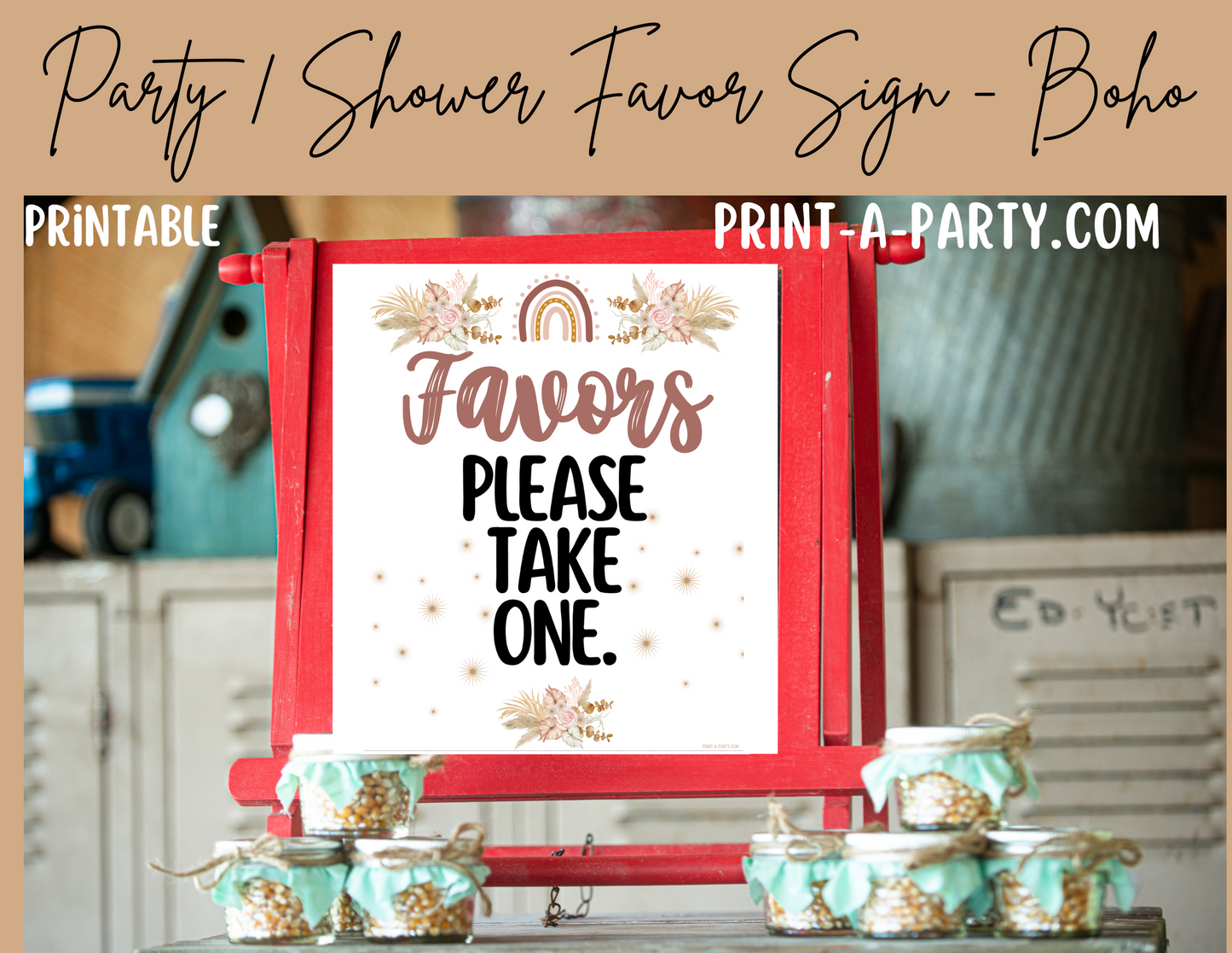 FAVORS SIGN - BOHO THEME | Boho Party Favors | Boho Baby Shower Favors | Boho Bridal or Wedding Shower Favor | Favors Please take one