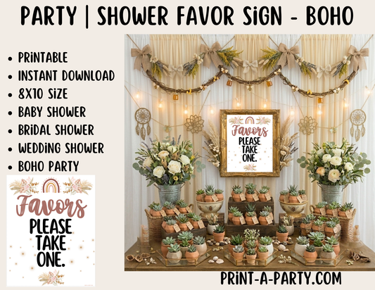 Boho Favors Sign (8x10) – Instant Download