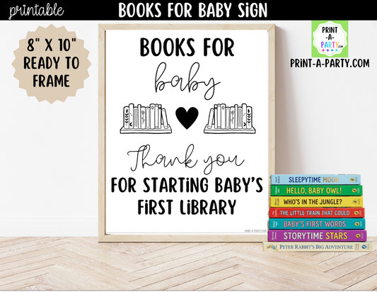 Books for Baby Sign Printable – Baby Shower Library Sign