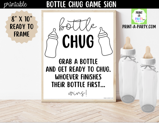 Baby Bottle Chug Game Printable Sign – Baby Shower Party Game