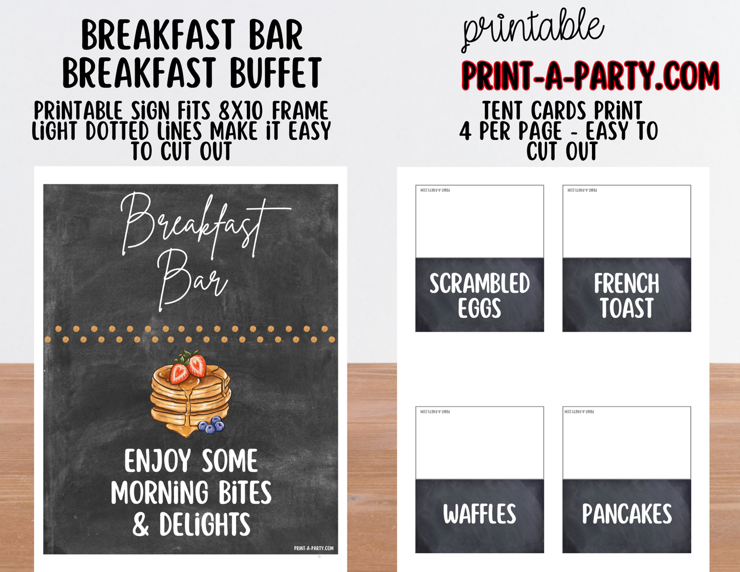 Breakfast Brunch Bar Sign (8x10) + Tent Cards - Printable Brunch Decor for parties, showers, events (Copy)