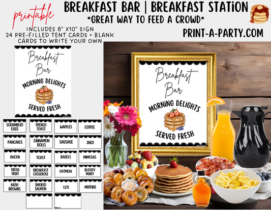 BREAKFAST BAR | BREAKFAST STATION Setup | Breakfast Bar Sign | Food Station for Party | Food Bar for Party | Brunch Idea | Wedding Shower | Baby Shower | Sleepover | DIY Breakfast Bar