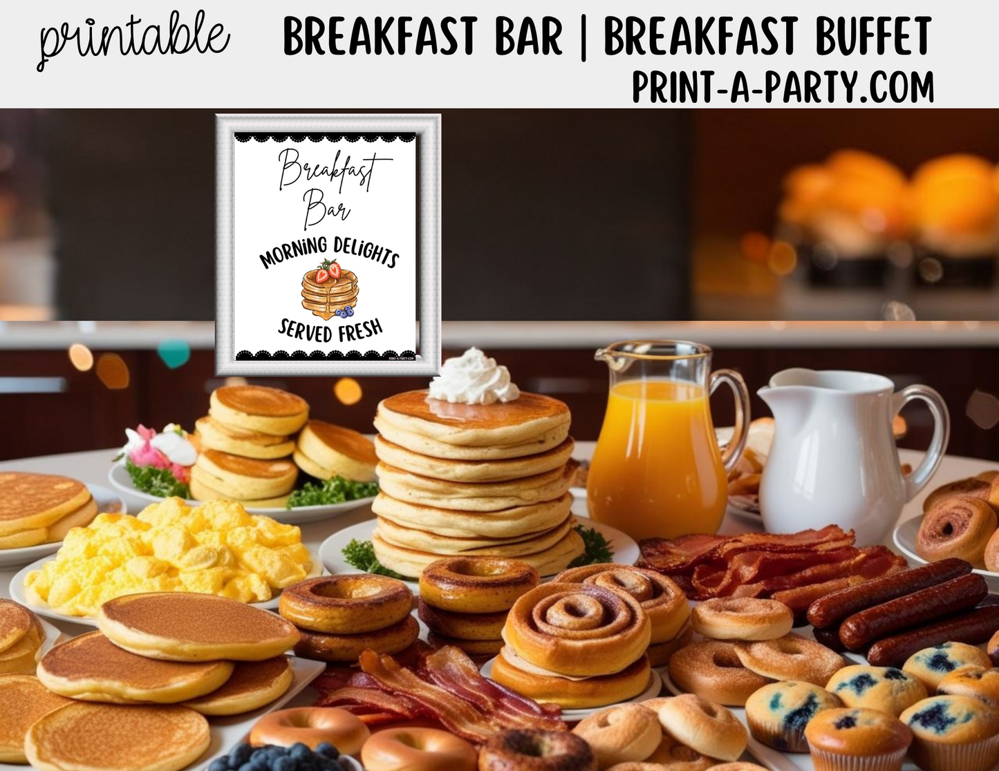 BREAKFAST BRUNCH BAR | BREAKFAST STATION Setup | Breakfast Sign | Food Station for Party | Food Bar for Party | Brunch Idea | Wedding Shower | Baby Shower | Sleepover | DIY Breakfast Bar