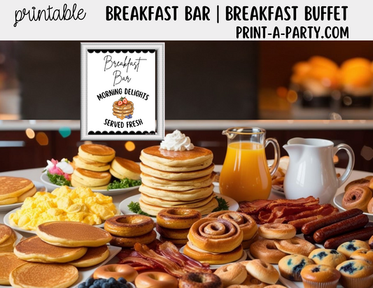BREAKFAST BRUNCH BAR | BREAKFAST STATION Setup | Breakfast Sign | Food Station for Party | Food Bar for Party | Brunch Idea | Wedding Shower | Baby Shower | Sleepover | DIY Breakfast Bar