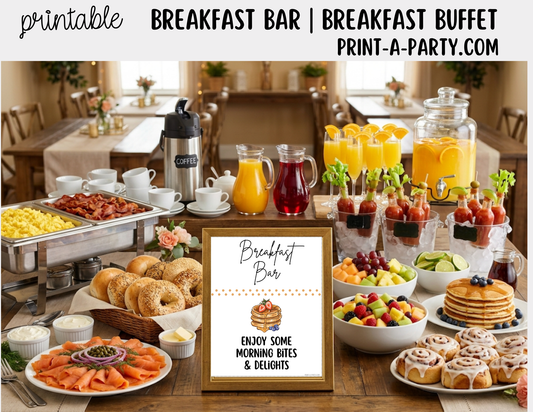 Breakfast Brunch Bar Sign (8x10) + Tent Cards - Printable Brunch Decor for parties, showers, events