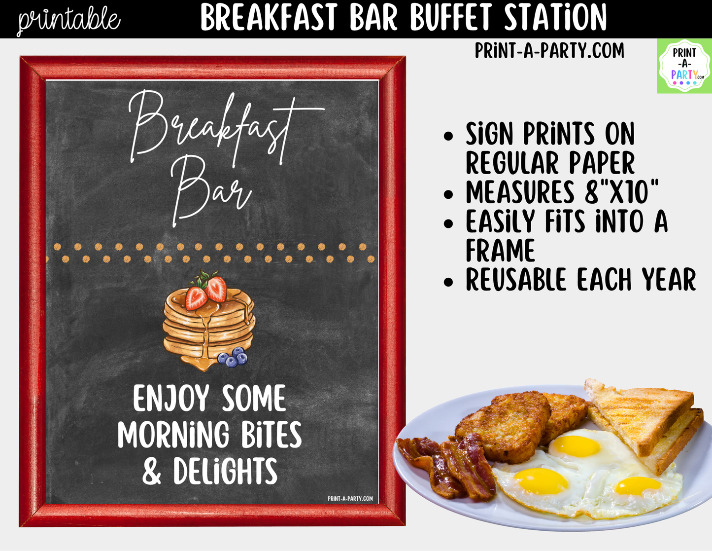 Breakfast Bar Sign & Tent Cards Printable | Chalkboard