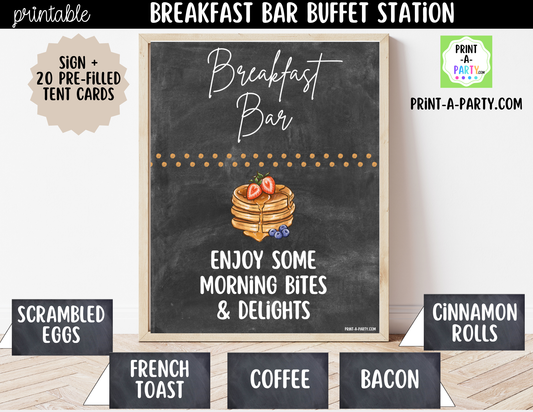 Breakfast Bar Sign & Tent Cards Printable | Chalkboard