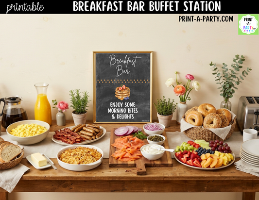 Breakfast Bar Sign & Tent Cards Printable | Chalkboard