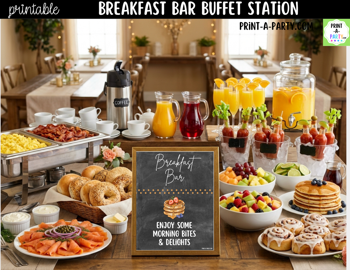 Breakfast Bar Sign & Tent Cards Printable | Chalkboard