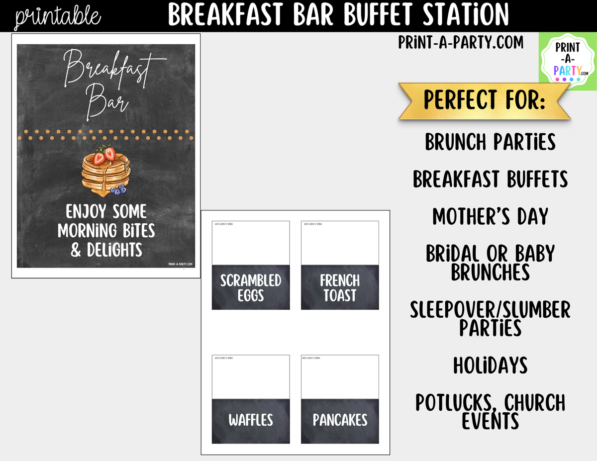 Breakfast Bar Sign & Tent Cards Printable | Chalkboard