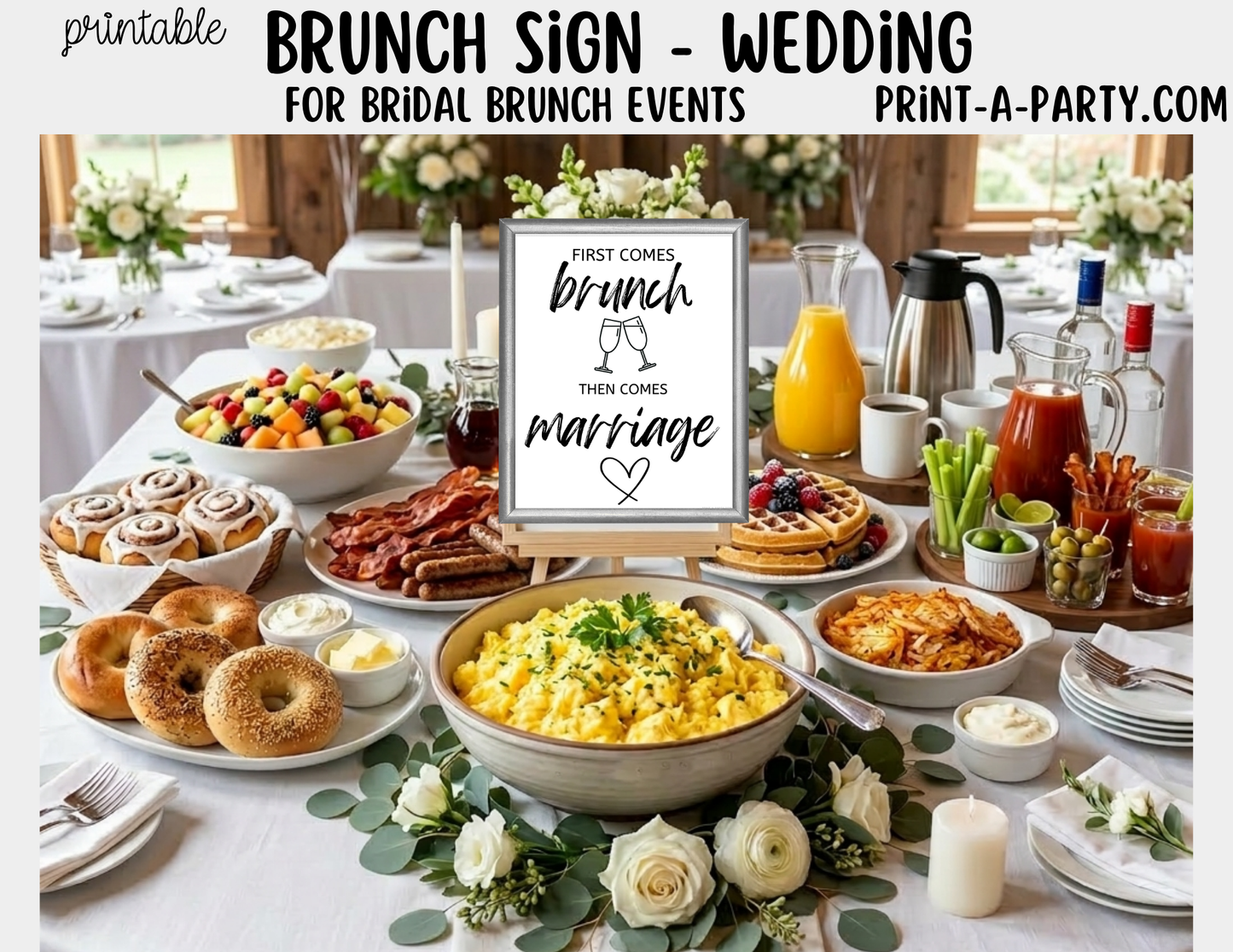 Printable Brunch Sign (8x10) - Wedding Shower Decor - Instant PDF Download