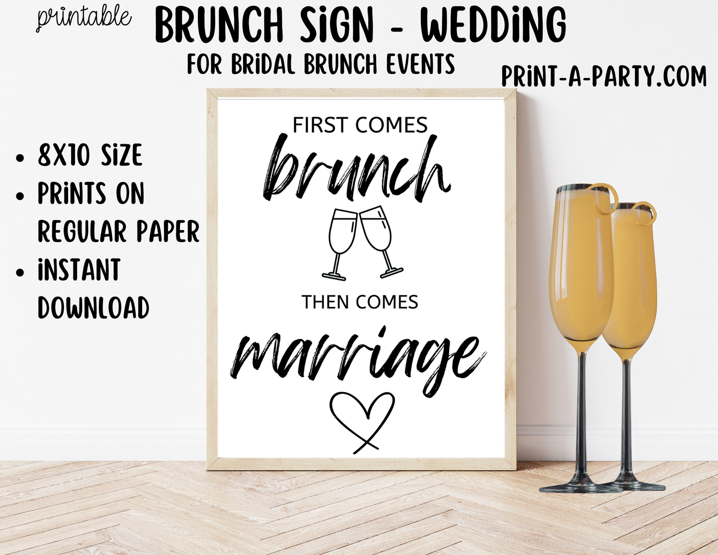 Printable Brunch Sign (8x10) - Wedding Shower Decor - Instant PDF Download