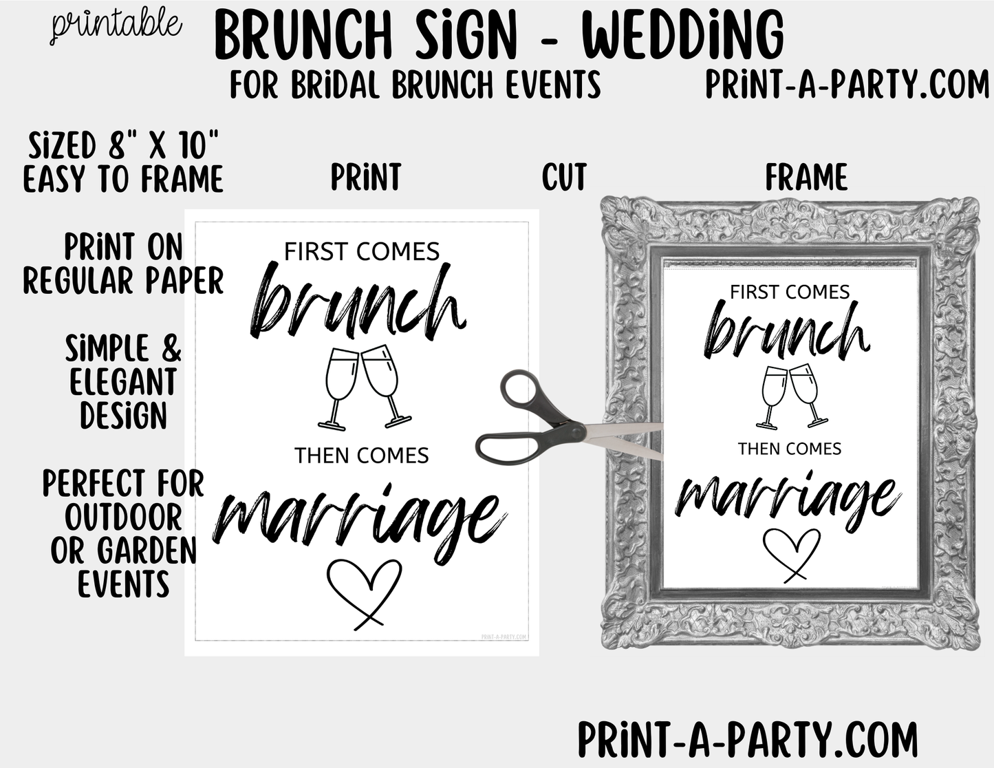 Printable Brunch Sign (8x10) - Wedding Shower Decor - Instant PDF Download