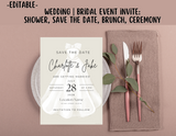 BRIDAL OR WEDDING EVENT - EDITABLE INVITATION: BRIDAL SHOWER, BRUNCH, SAVE THE DATE INVITATION - EDITABLE PRINTABLE | Wedding Shower| Save the Date | Bridal Brunch | Bridal Gown