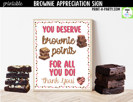 Printable Brownie Bar Appreciation Sign 8x10