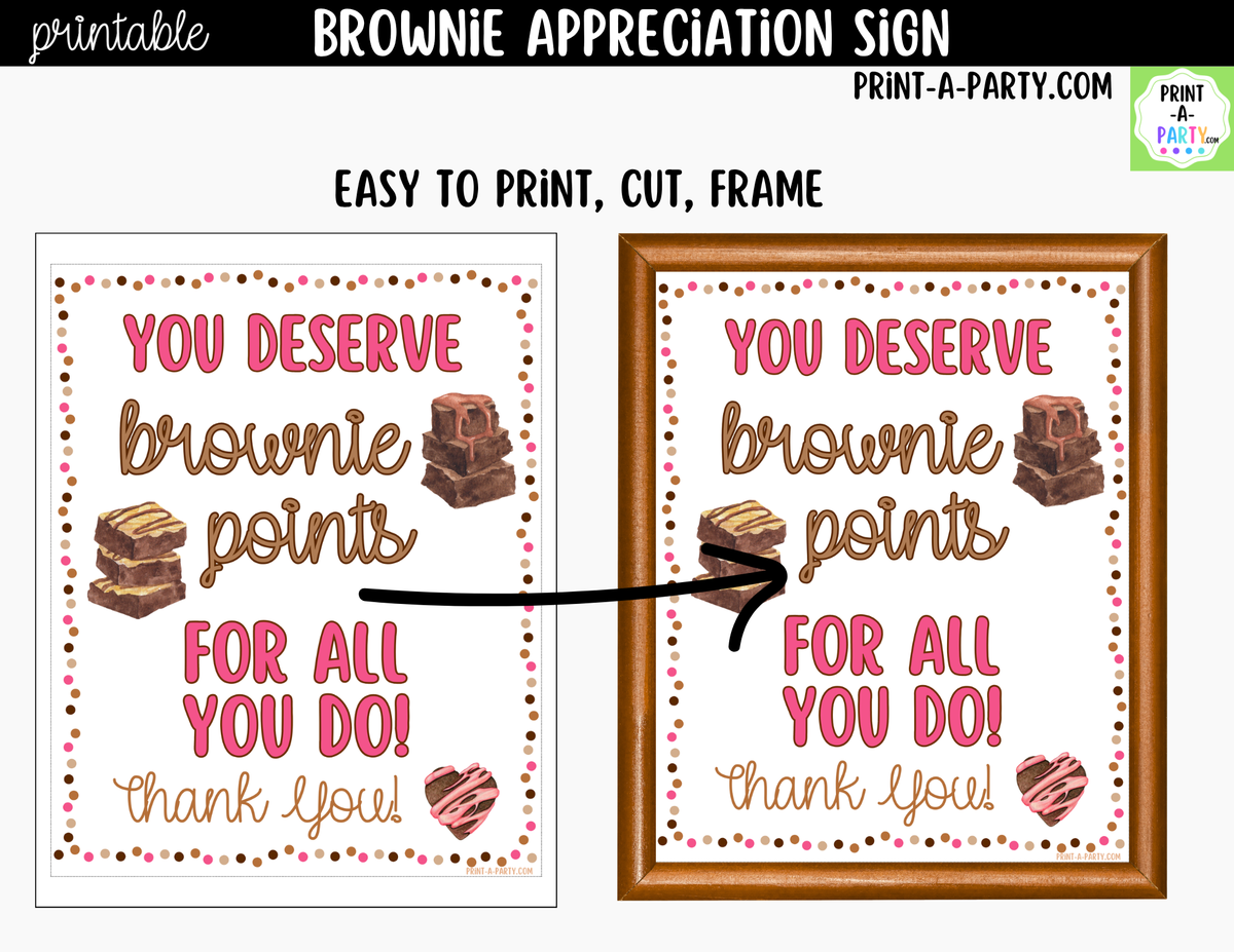 Printable Brownie Bar Appreciation Sign 8x10