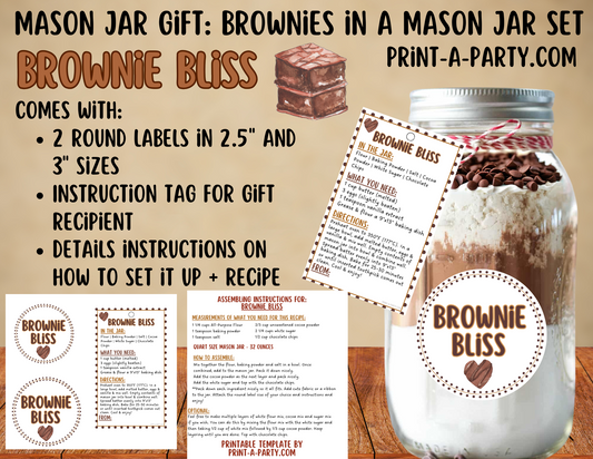 MASON JAR GIFT: Brownies in a Mason Jar | Brownies in a jar Gift | Mason Jar Gift Kit | Mason Jar Gift Idea | Brownie Gift Idea