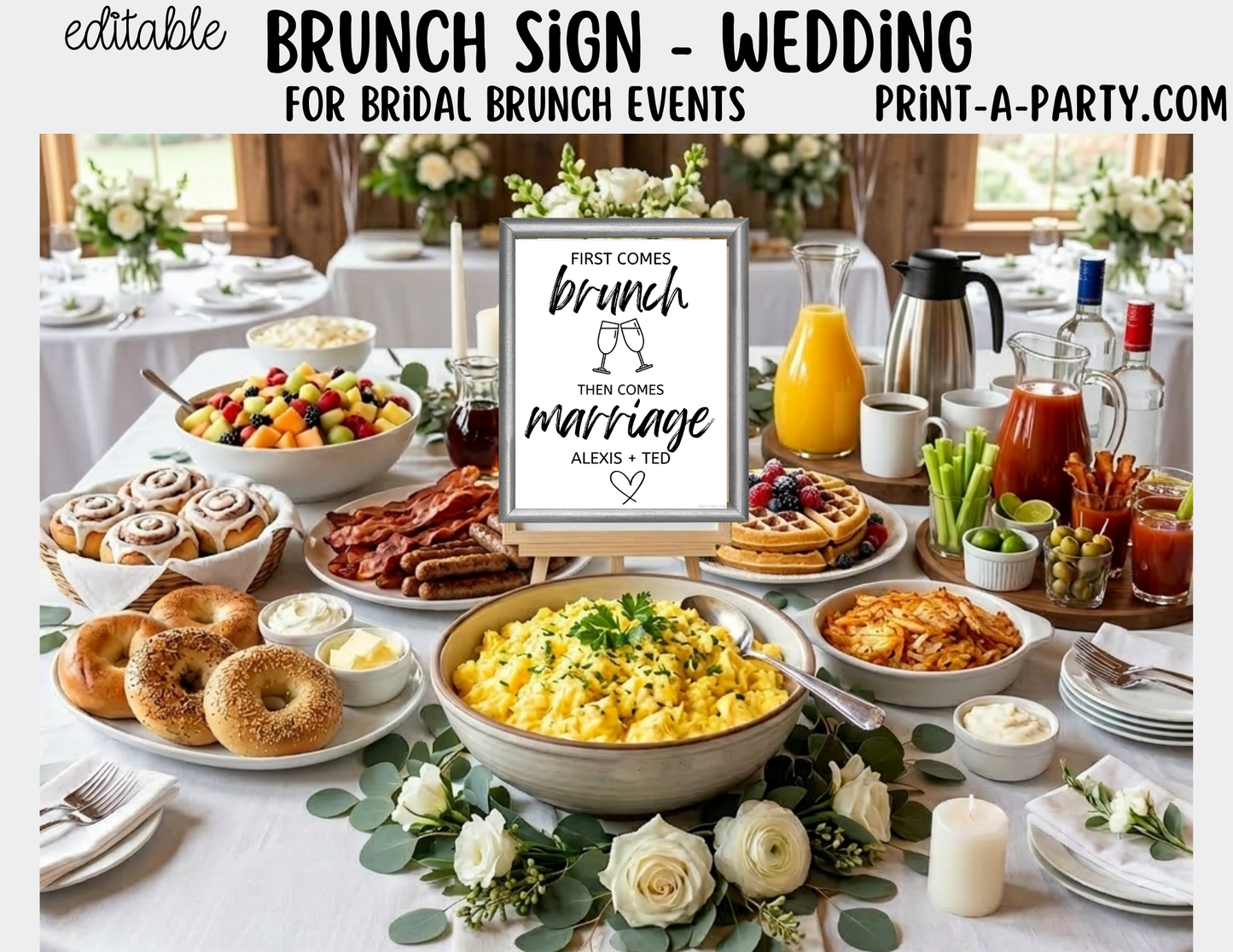 Editable Brunch Sign (8x10) - Printable Canva Template
