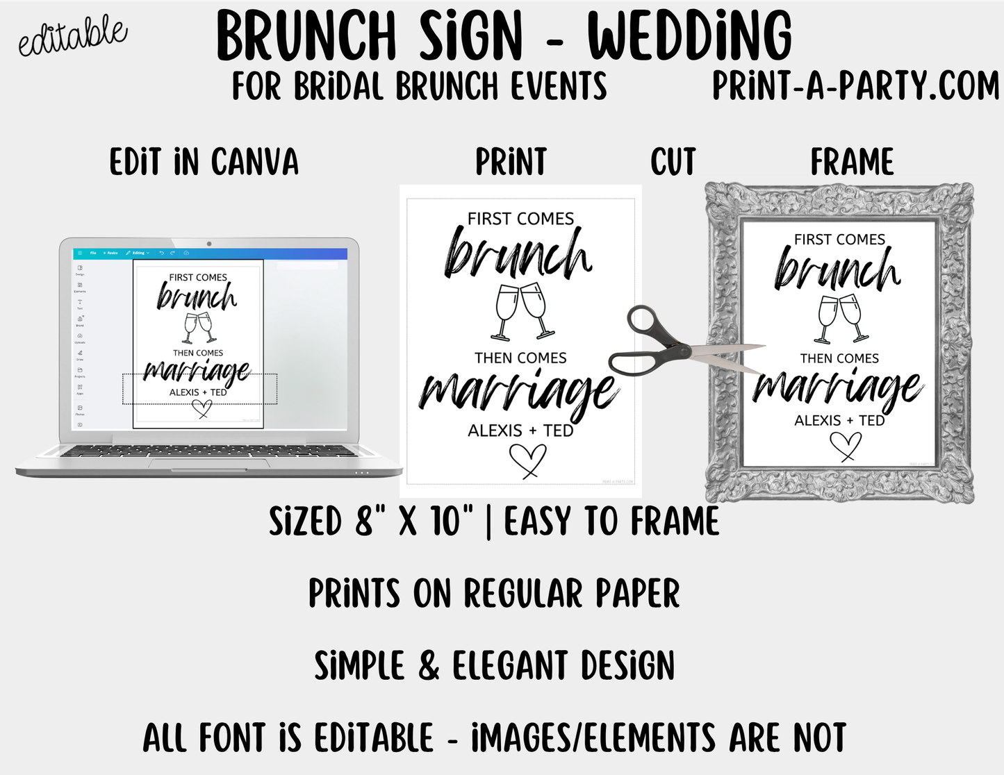 Editable Brunch Sign (8x10) - Printable Canva Template