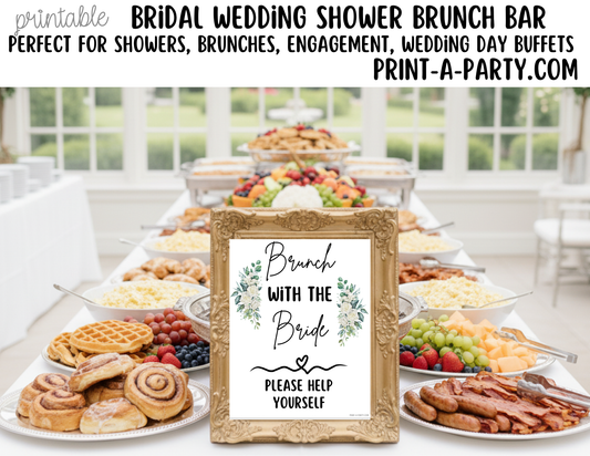 Bridal Brunch Bar Printable Sign & Tent Cards – Wedding Shower Brunch Buffet Decor, Instant Download