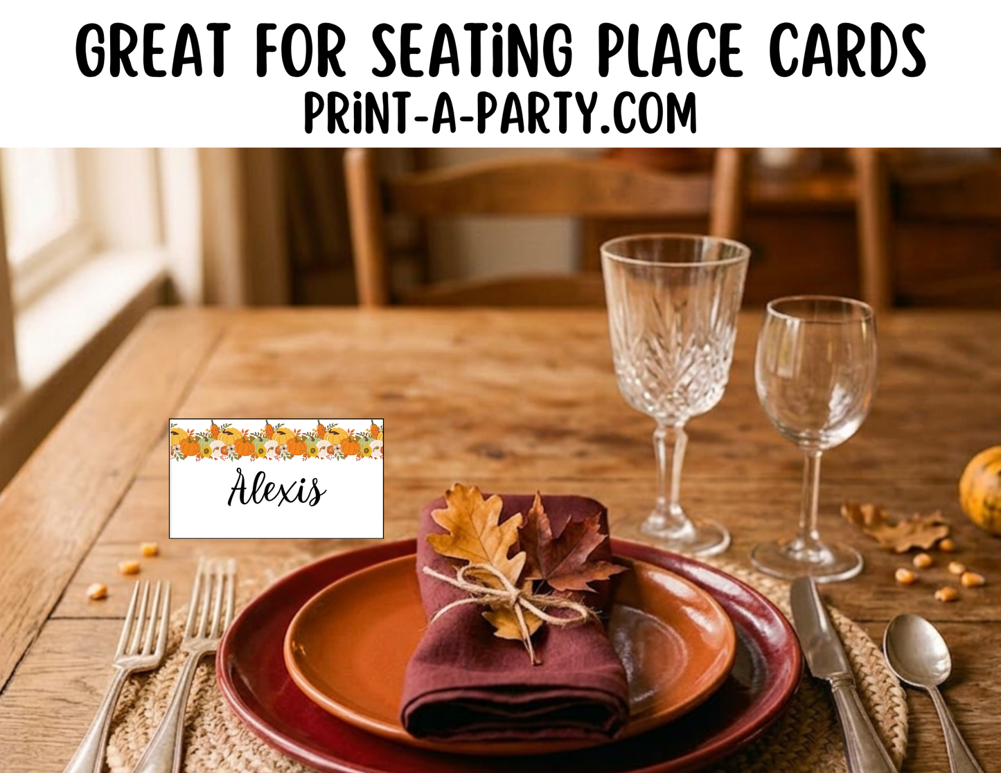 Editable Fall Buffet Labels & Place Cards for Thanksgiving or Fall Events