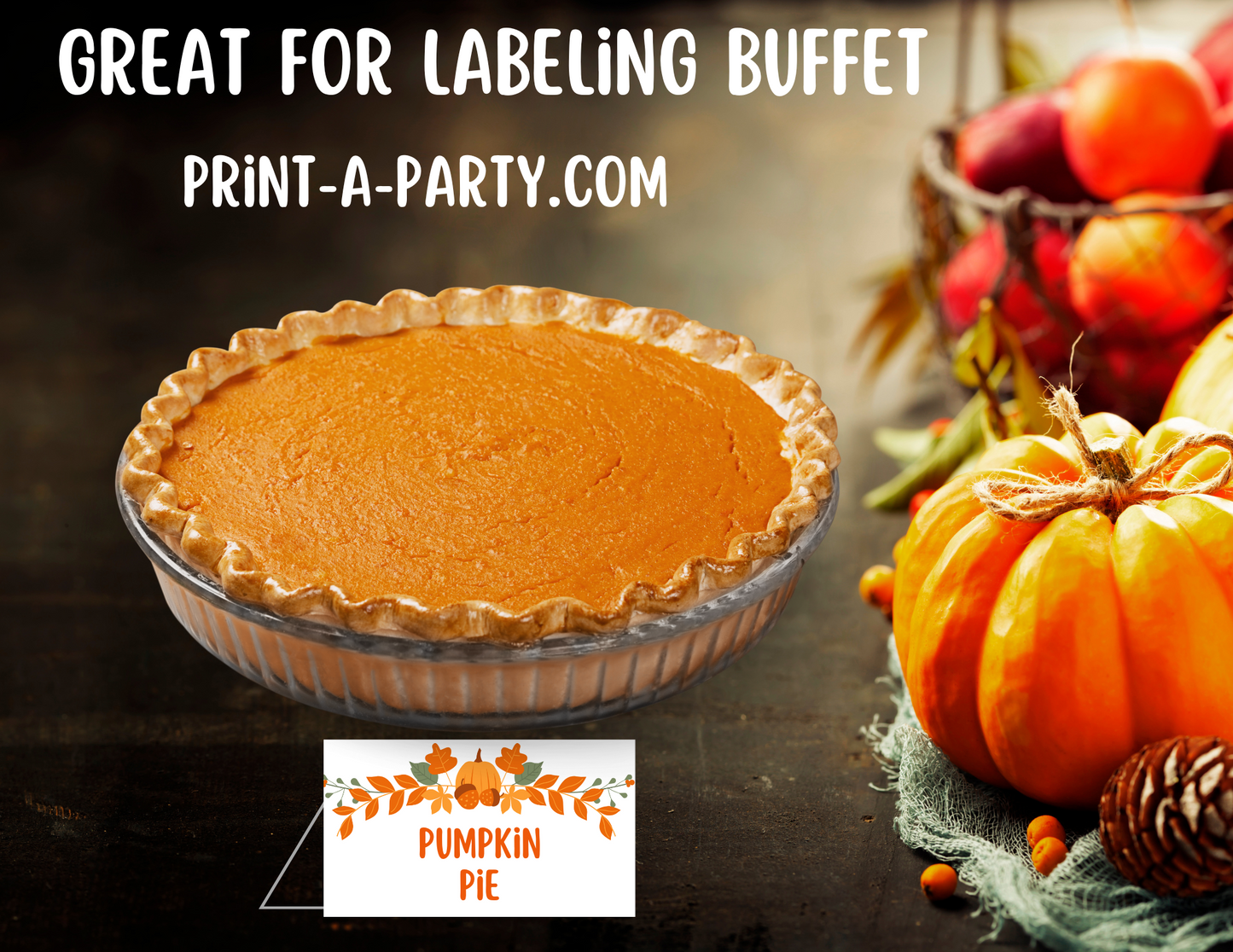 DIY Printable or Editable Buffet Food Label Cards or Seating Place Cards | FALL THANKSGIVING Theme | Place Card Signs | Buffet Labels | Food Labels | Party Labels | Thanksgiving Hosting Idea