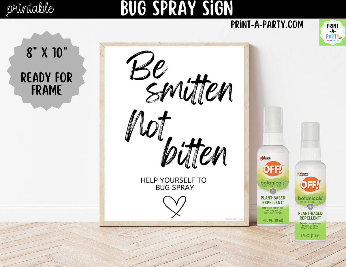 Bug Spray Sign Printable – Be Smitten Not Bitten Wedding