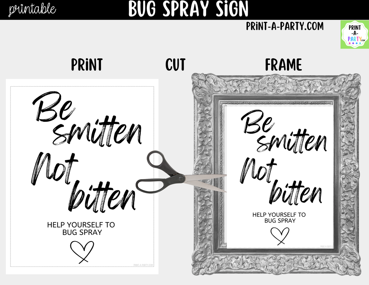 Bug Spray Sign Printable – Be Smitten Not Bitten Wedding