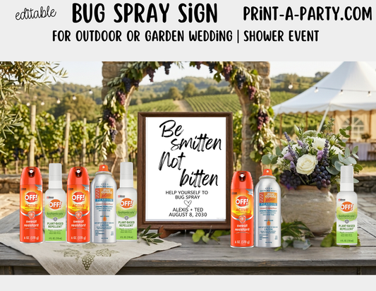Editable Outdoor Wedding Bug Spray Sign (8x10) – Canva Printable Template