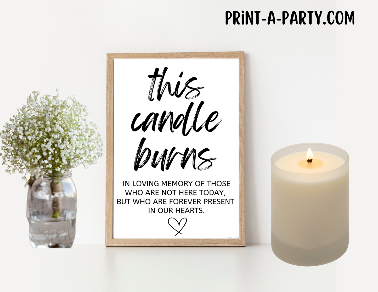 THIS CANDLE BURNS IN MEMORY | Printable Wedding Sign | Wedding Sign | In Loving Memory Sign | Wedding Memorial Sign