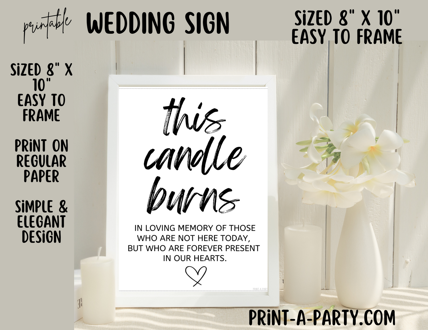 THIS CANDLE BURNS IN MEMORY | Printable Wedding Sign | Wedding Sign | In Loving Memory Sign | Wedding Memorial Sign