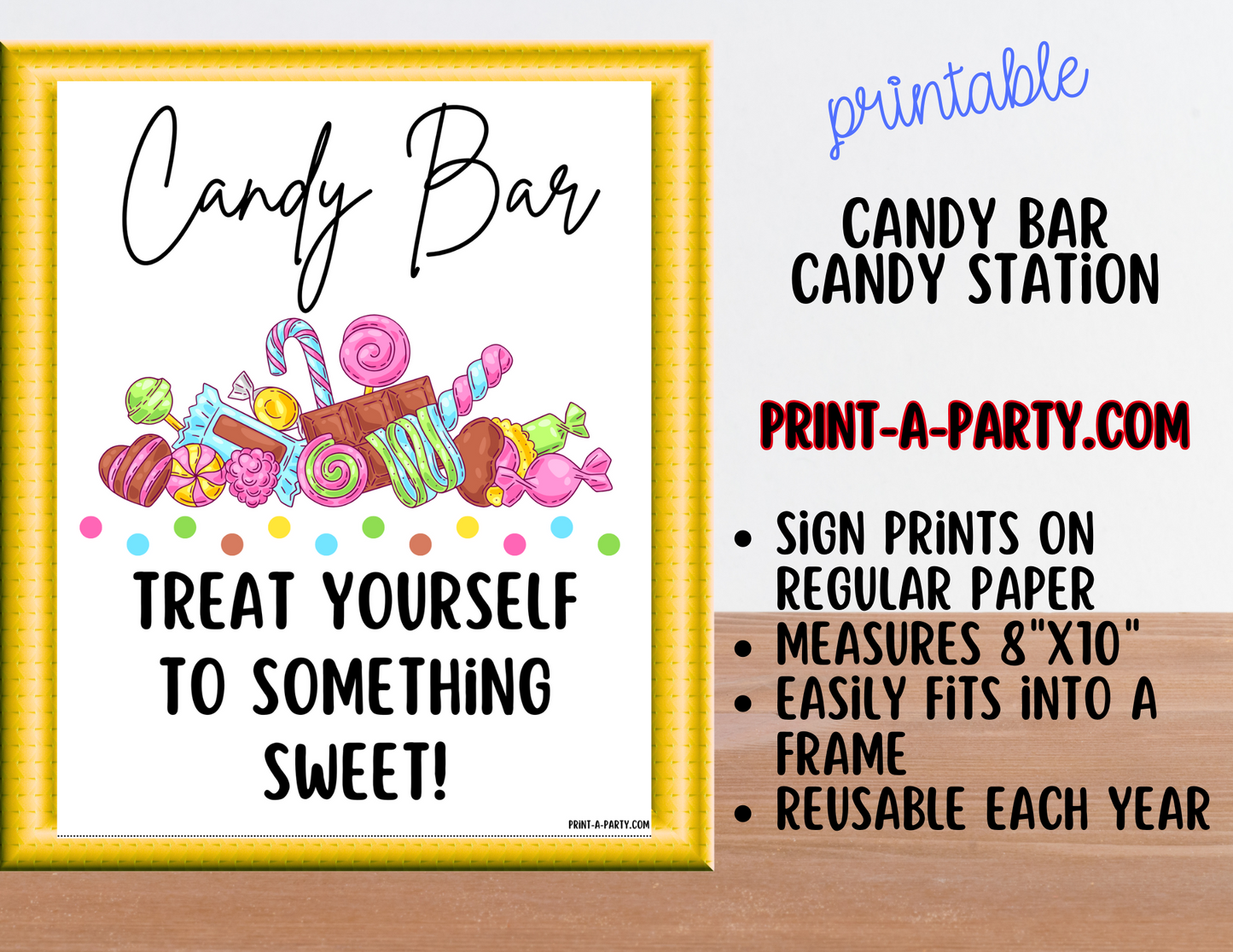 CANDY BAR Sign and Candy Labels Printable in White – Sweet Table Decor for Birthdays, Weddings, Showers & More