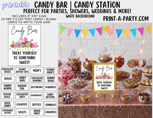 CANDY BAR Sign and Candy Tent Cards Printable – Sweet Table Decor for Birthdays, Weddings, Showers