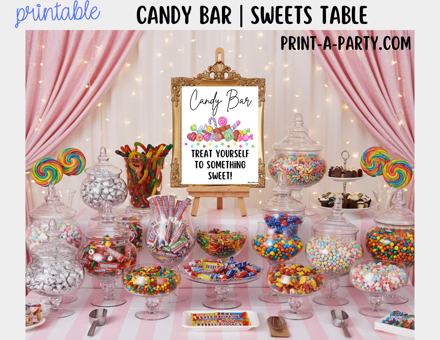 CANDY BAR Sign and Candy Tent Cards Printable – Sweet Table Decor for Birthdays, Weddings, Showers