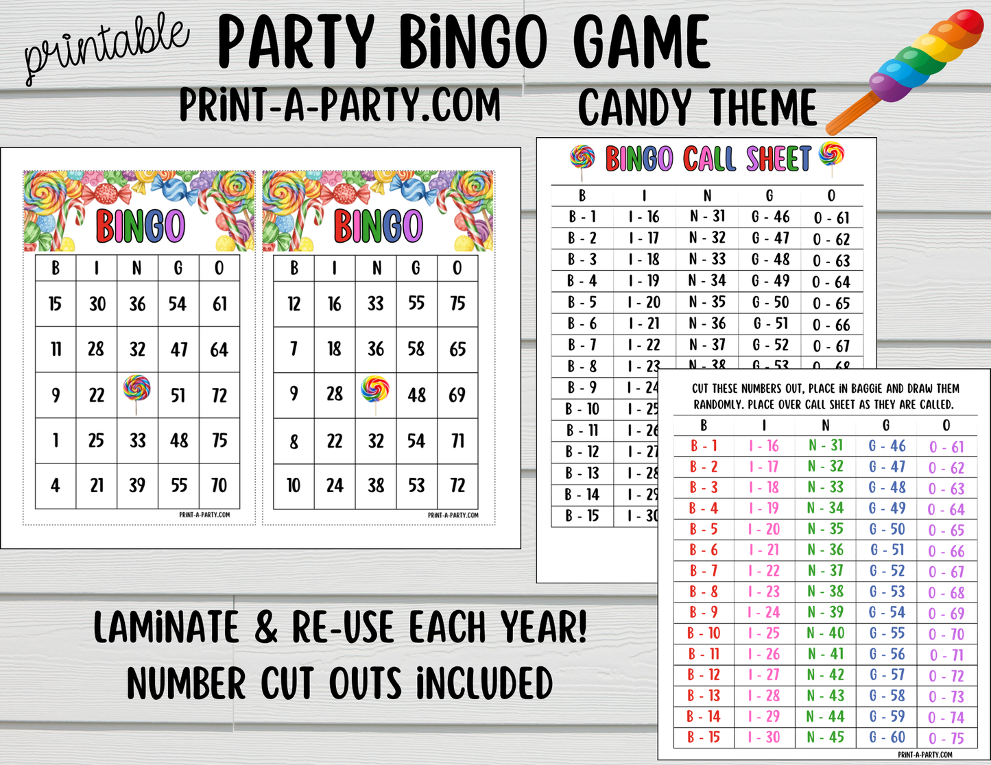 BINGO: Candy theme - Printable Candy Bingo Game | Fun Birthday Party or Classroom Game | Instant Download