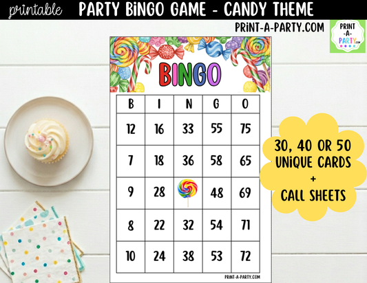 Printable Candy Bingo Game | Birthday Party Game | Classroom Activity | Instant Download