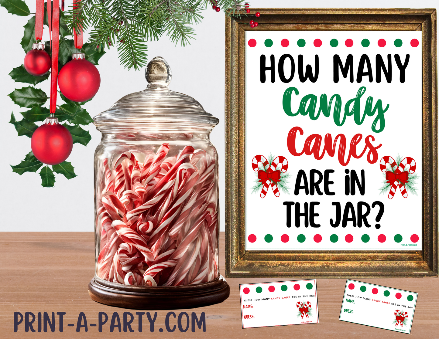 CANDY JAR GUESSING GAME - CHRISTMAS Candy Canes | How many candy canes in jar | Christmas Candy Canes | Holiday Party | Christmas Party DIY | Printable