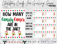 CANDY JAR GUESSING GAME - CHRISTMAS Candy Canes | How many candy canes in jar | Christmas Candy Canes | Holiday Party | Christmas Party DIY | Printable