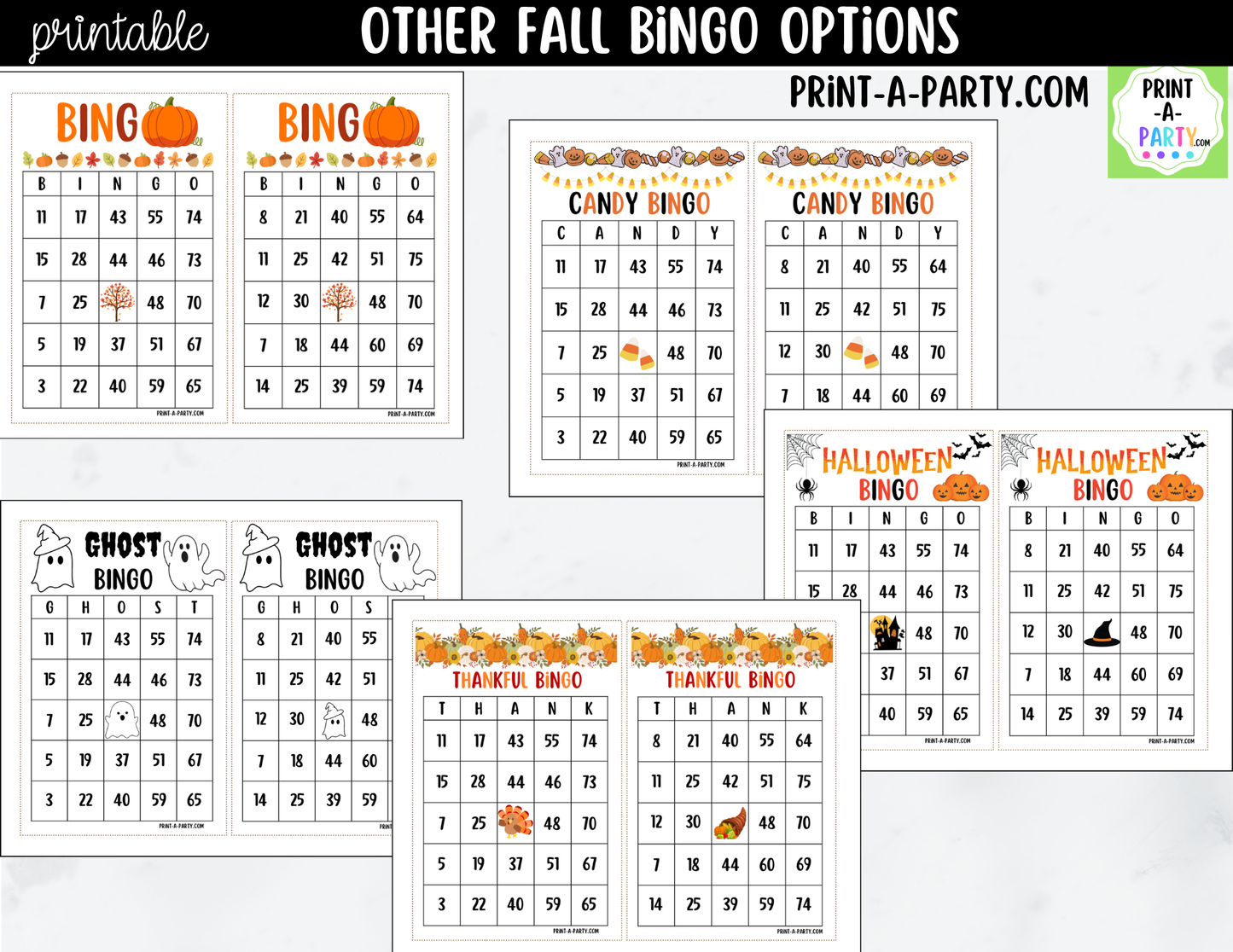 Halloween Candy Bingo Game Printable | Candy Corn Party Game | Bingo Cards & Call Sheets