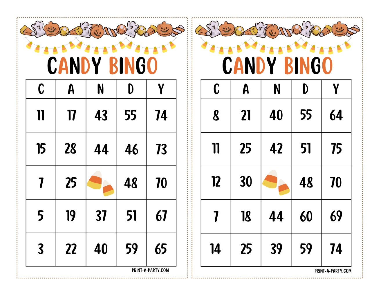 Halloween Candy Bingo Game Printable | Candy Corn Party Game | Bingo Cards & Call Sheets