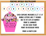 BACK TO SCHOOL: Birthday Bulletin Board Display for Classroom | Class Birthdays Board | Monthly Candy Sprinkle Cupcake Birthday Bulletin Board Display