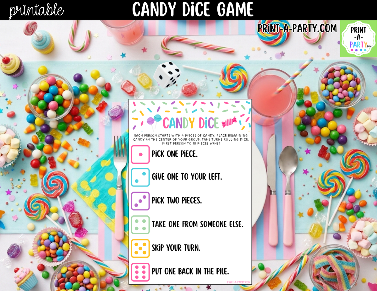Candy Dice Game Printable | Birthday & Family Party Game