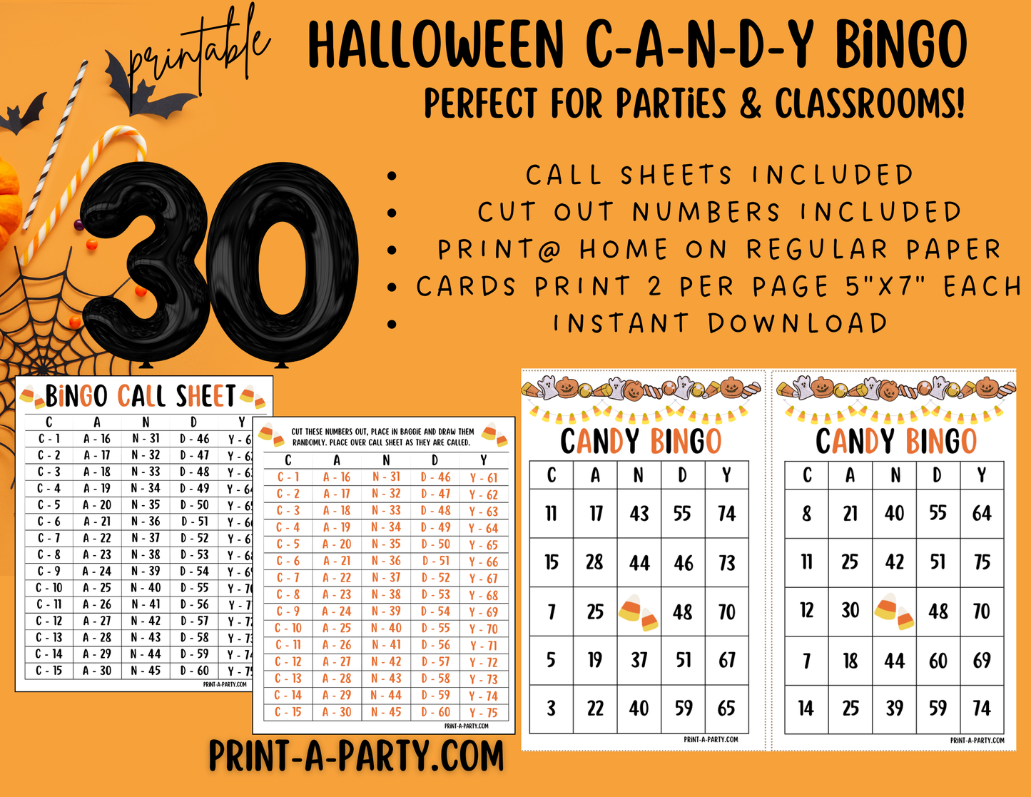 BINGO: Halloween Candy Bingo Game | C-A-N-D-Y Bingo Game | Halloween Party Idea | Halloween Classroom Party | Halloween Activity | Halloween Fun