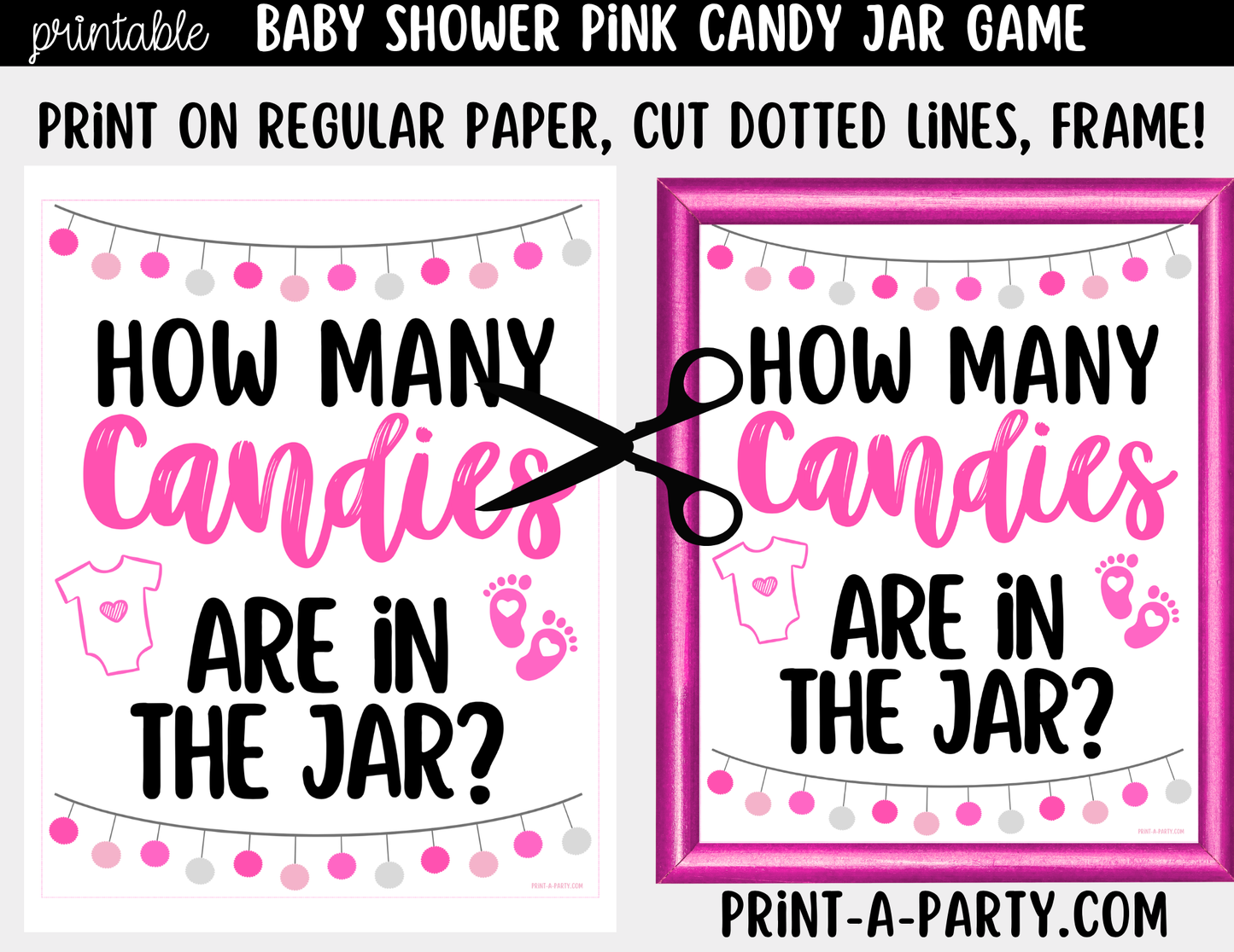 Baby Shower Candy Jar Guessing Game Pink Printable Sign (8x10) & Cards | Guess How Many Candies